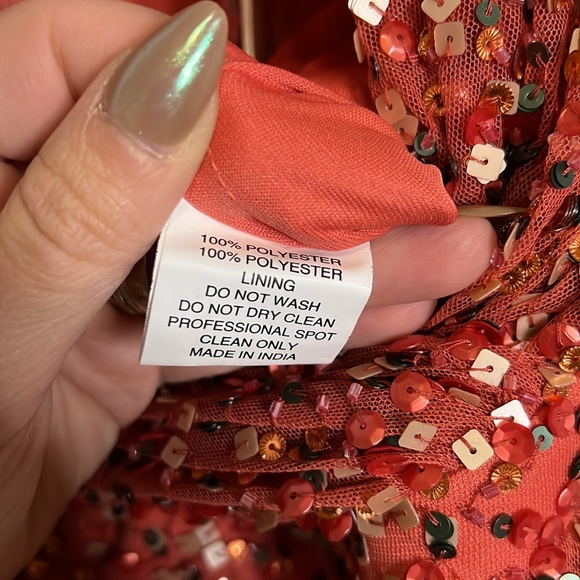 NWT MAC Duggal - 5640 Draped Sleeve V Neck Gown - Paprika - Picture 6 of 6